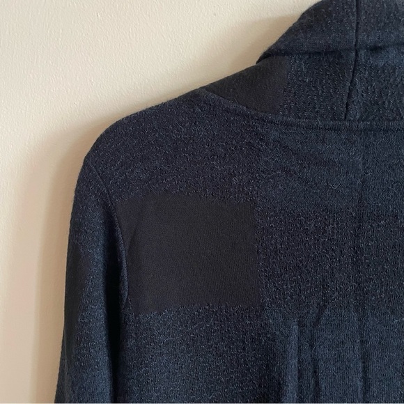 POETRY Navy and Black Plaid Shawl Collar Baby Alpaca Cardigan EUC - Picture 7 of 9